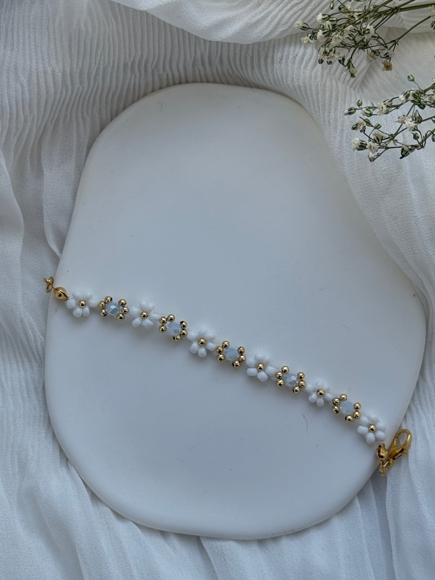 Perlenarmband Flower White and Blue - 2132