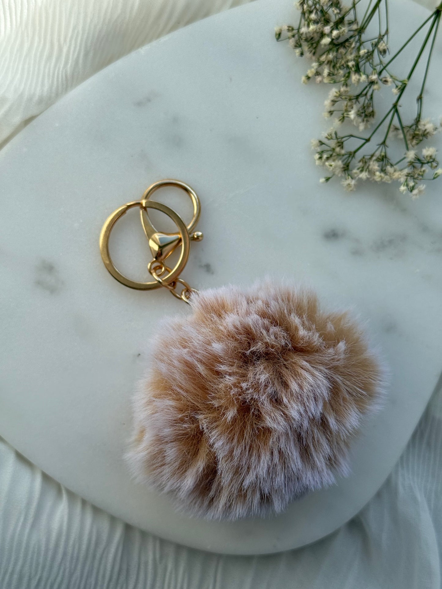 Schlüsselanhänger Beige/Braun Pom Pom - 11158