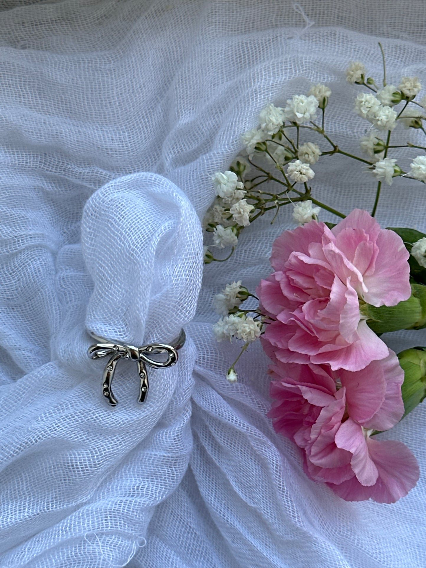 Verstellbarer Ring mit Schleifen Anhänger Silber - 10655