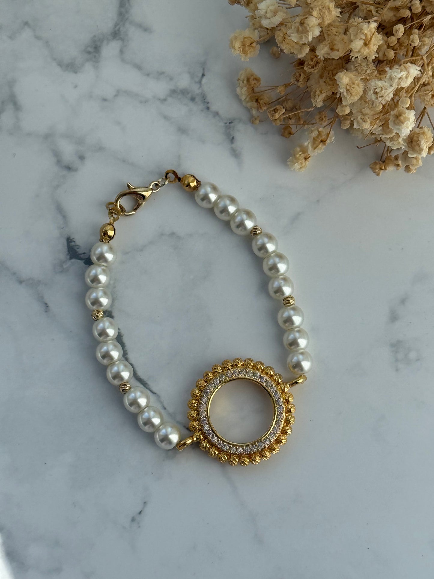 Perlenarmband mit Weißen Glasperlen + Ceyrek Rahmen Dorika - 2362