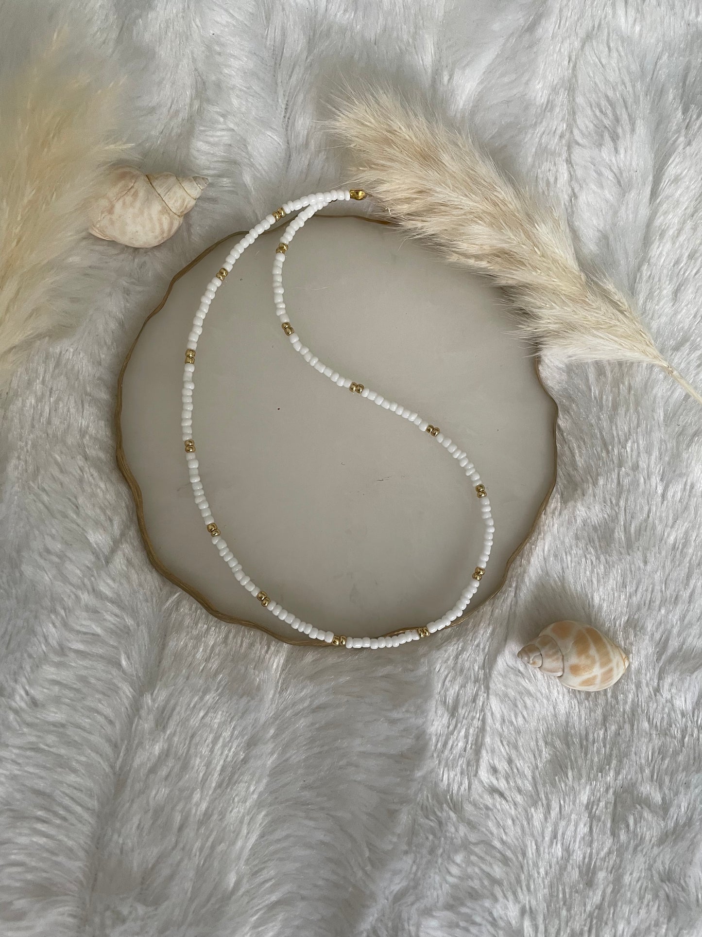 Perlenkette chocker weiß Gold - 10220