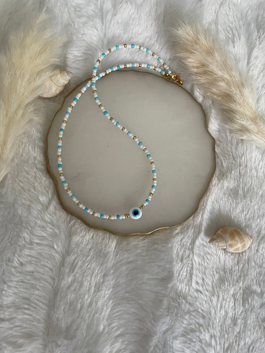 Perlenkette chocker bunt mit Nazar - 10205